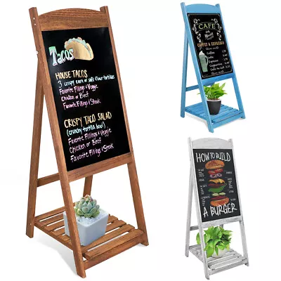 Large A Frame Chalkboard Blackboard Sandwich Pavement Sign Menu Board Bar Shelf • £28.97