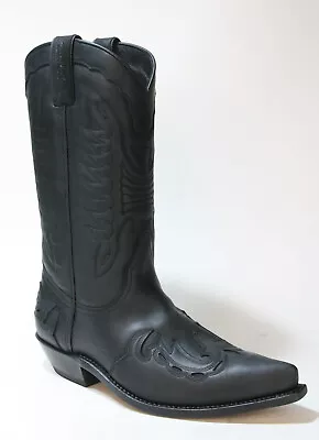 5119 Sancho Abarca Cowboy Boots Crazy Old Black Seam Stitched Leather Boots • $322.16