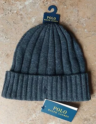 Polo Ralph Lauren Men's Grey Wool Blend Ribbed Cuff Beanie • $24.99