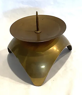 Mid Century Space Age Candlholder Solid Brass • Large • $135.95