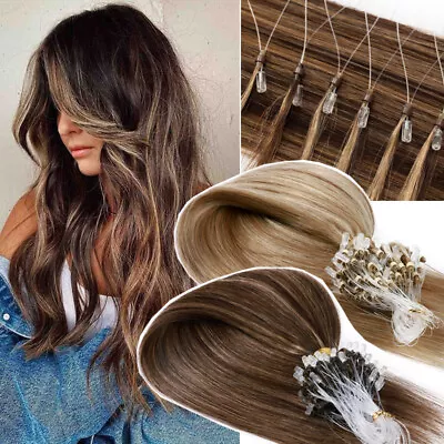 Thick Micro Loop Ring Human Hair Extensions Micro Link Beads Tip Bonds Balayage • $27.24