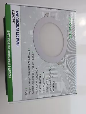 12x E-MATIC 12W Circular Long Life Lamp LED Downlight Round Recessed - White • £10