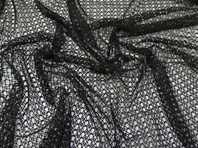 Minerva Stretch Lace Fabric Black - Per Metre • £4.48