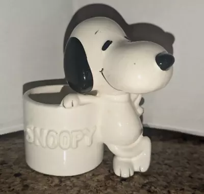 Vintage “1966” Ceramic “Snoopy” Planter/ Pencil Holder 4.5  Tall • $20