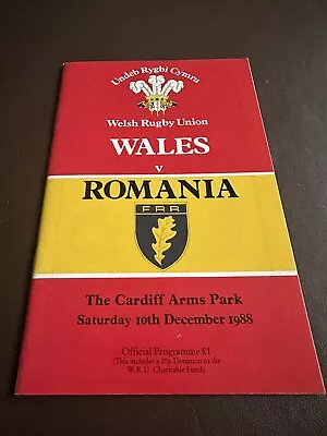 Wales V Romania 1988 Programme • £0.99