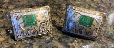 Vintage Ladies Elephant Enameled Cufflinks Cuff Links • $4.08