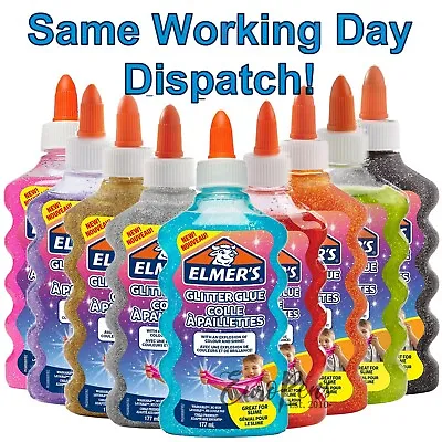 £6.95 • Buy Elmers Glitter Liquid PVA Glue Washable Great For Slime! 177ml - Choose Colour!
