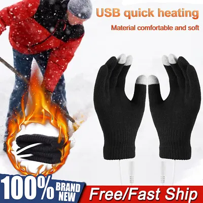 USB Electric Heating Gloves Soft Touch Screen Winter Full Finger Knitted Mittens • $8.79