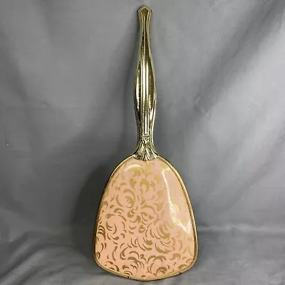 Vintage Hand Mirror Art Deco  Pink & Gold Vanity 12.5 “ 60s • $25