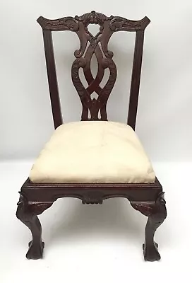 VTG Chippendale Carved Mahogany Dolls Chair Salesman Sample 20” • $72.25