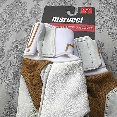 2024-Marucci MBG2BKSMFW-W/W-AL Blacksmith Batting Gloves Adult-XL White Tan • $60