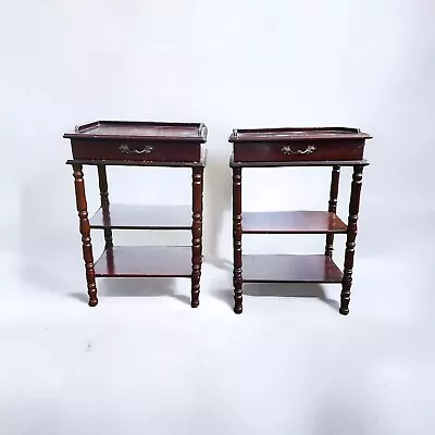 French Style Vintage Mahogany Side Tables Bedside Tables Barley Twist Legs • £155