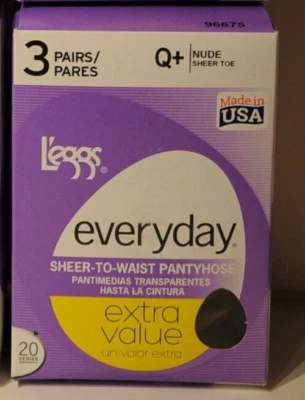 $6.75 • Buy Leggs Everyday Sheer To Waist Pantyhose Nude Q+ 3 Pairs