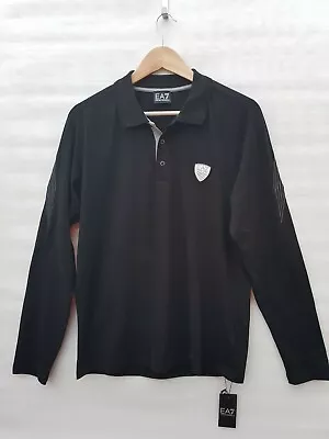 EMPORIO ARMANI EA7  Mens Black Polo Shirt SIZE XL • £68