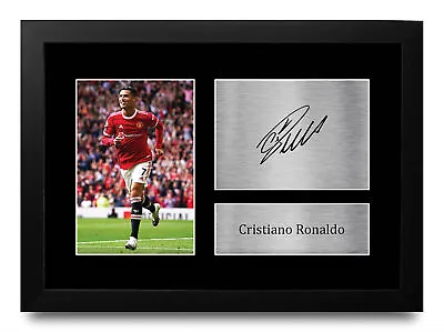 Cristiano Ronaldo Signed Framed Print Man Utd Gift Printed Autograph A4 A3 Photo • £29.99