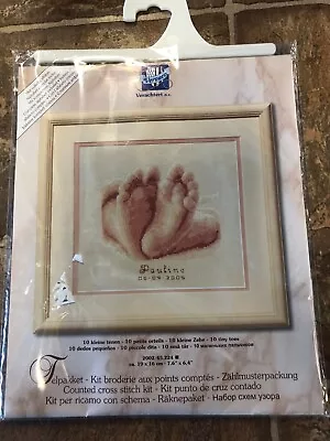 Counted Cross Stitch Kit Baby Feet With Name & Dat Of Birth 7.6  X 6.4  • $7.29