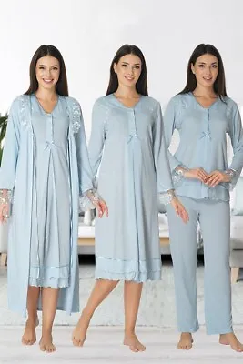 LohusaHamile 2426 Maternity Pajamas Labor Nursing Delivery Hospital Gown Wt Robe • £80.65