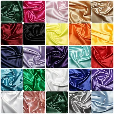 £3.94 • Buy Silky Satin Dress Craft Fabric Plain Wedding Material 150cm Extra Wide