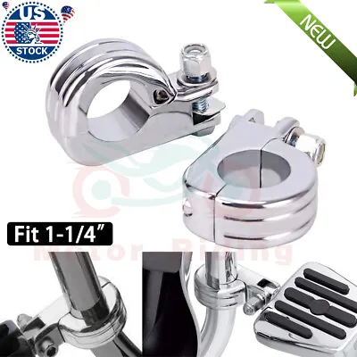 Chrome 1-1/4  Highway Foot Peg Mounting P Clamps For Harley Touring Engine Bars • $18.75