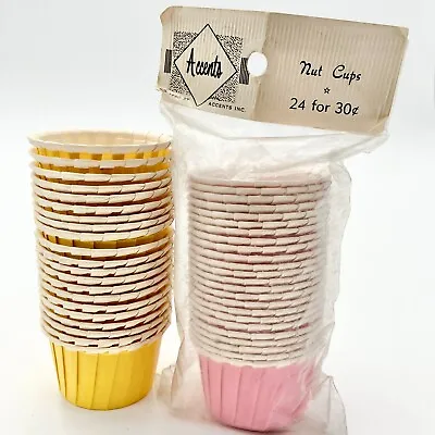 Vtg 50's 60’s Lot EASTER Pink & Yellow Crepe Paper Party Favors Nut Cups Candy • $19.95