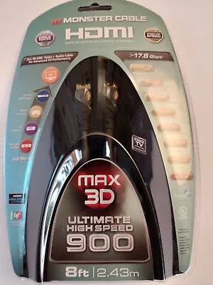 MONSTER CABLE HDMI 8 FT MAX 3D ULTIMATE HIGH SPEED 900 17.8 Gbps - Unopened • $7.95