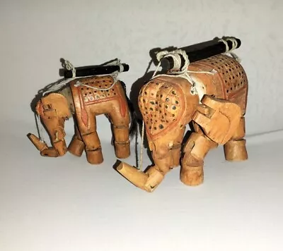 Vintage Wooden Elephants Marionette Puppet • £44.99