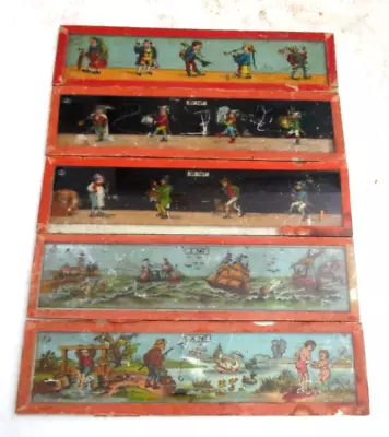 Antique Lot Of 5 Glass Magic Lantern Projector Slides • $11.99