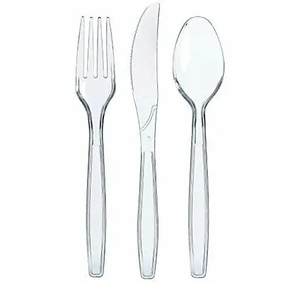 $33.30 • Buy 300 Clear Plastic Silverware Set Disposable Plastic Utensils Forks Spoons Knives