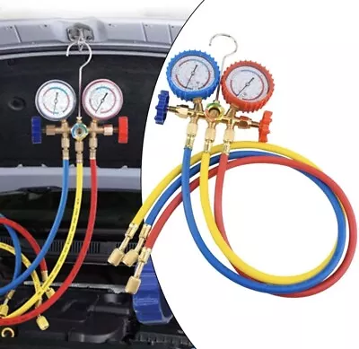 Refrigerant Manifold Gauge Set Air Conditioning Hose Diagnostic Tool R12 R22 UK • £18.99