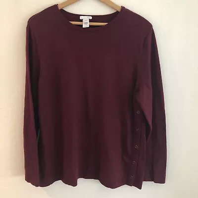 J Jill Sweater Womens Large Red Maroon Comfy Snap Buttons • $20