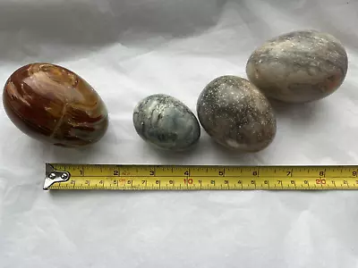 4 X Polished Onyx Marble Stone Eggs • £10.99