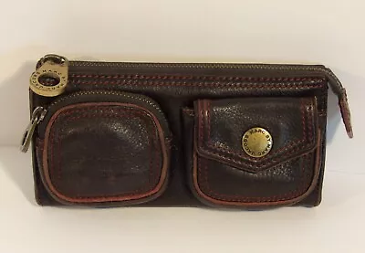 $32.95 • Buy MARC JACOBS Large Brown Worn Aviator Leather Look Wallet Clutch Coin Purse
