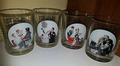 Norman Rockwell Set Of 4 Collectible Glasses Curtis Publishing Glassware Lot • $11.99