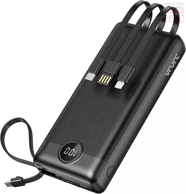 VRURC Portable Charger With Built In Cables20000mAh Power Bank Fast ChargingP • £32.94