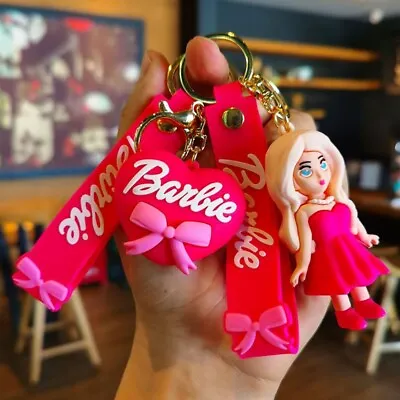 $8.79 • Buy Anime Kawaii Barbie Movie Keychain Figures Doll Pink Barbie Pendant Girl Bag Car