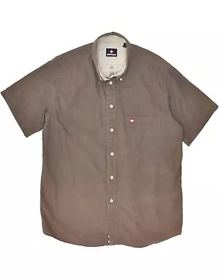 MURPHY & NYE Mens Short Sleeve Shirt Large Brown Cotton BA20 • $16.98