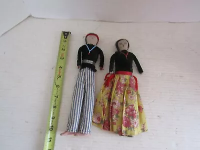 Vintage Artist Crafted Doll Lot 2 Cloth Hippie Style Dolls Handmade • $19.87