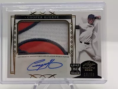$25 • Buy 2022 Leaf Trinity Cooper Hjerpe Patch Auto Cardinals Gold Foil /50 #PA-CH2