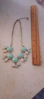 Charming Charlie Mint Green And Off White Gold Tone Adjustable Necklace 18-22  • $30