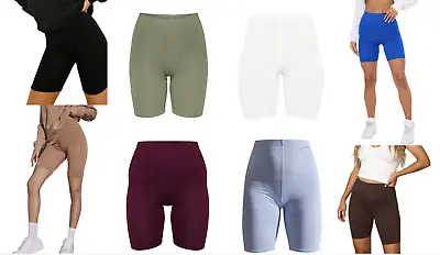 £3.99 • Buy Womens Cycling Shorts Ladies Above Knee Fitting Pants Size 8 To 24 Plus Size UK