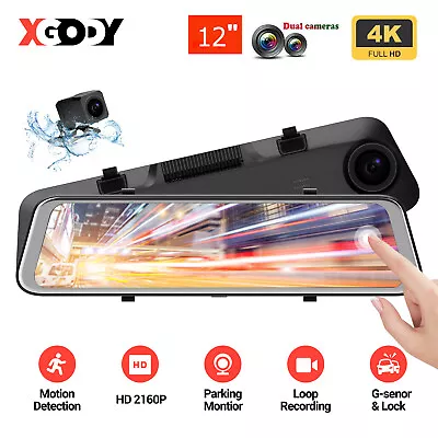 4K Mirror Dash Cam With Rear View Camera Waterproof Reversing Camera G-Sensor • $128.99