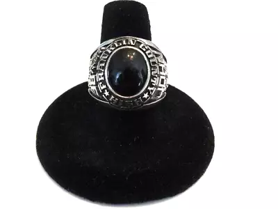 Vintage AC 1986 Franklin County H. School Black Stone Silver Tone Class Ring 8.5 • $98.55