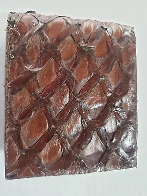 New Gen Brown Pirarucu Fish Leather Skin Bi-fold Slim Wallet Leather Interior. • $60