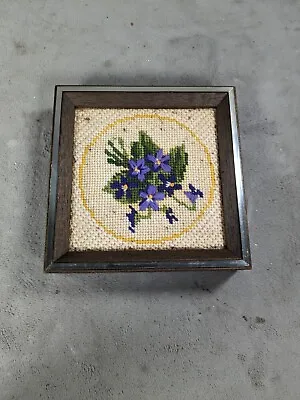 Flower Design Vintage Needle Point Framed Art Sewing Machine 6  X 6  • $14.98