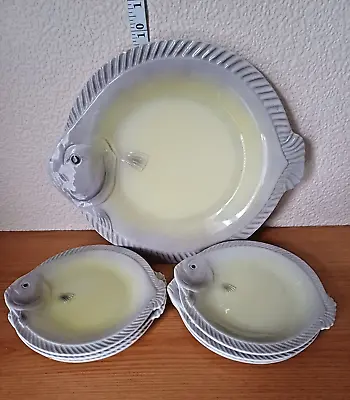 Fish Dinner Service For 6 Plate Platter Set German Import 1930s Ceramic Vintage • £35.19