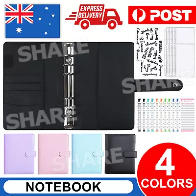 A6 PU Leather Notebook Binder Budget Planner Organizer Cover Cash Pockets Sheets • $13.95