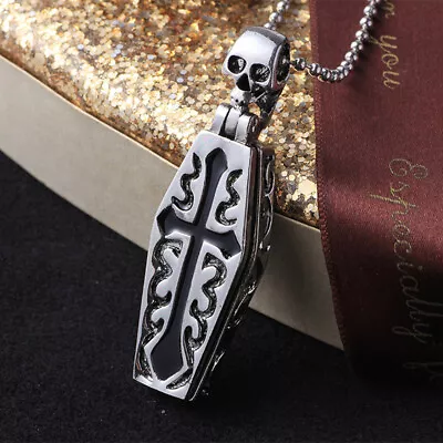 Black Goth Vampire Cross Skull Pendant Necklace Punk Men Statement Jewelry Gifts • $2.16