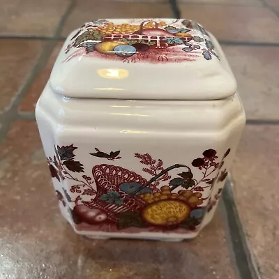 Masons Ironstone ‘fruit Basket’ Storage Jar Pot With Lid • £5.99