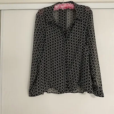 Ladies Size 14 Veronika Maine  Long Sleeved Dress Blouse Like New  Black Cue • $20