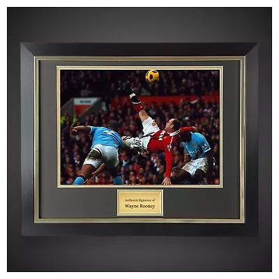 Framed Manchester United Wayne Rooney Over Head Kick Photo Hand Signed £104.99 • $130.54